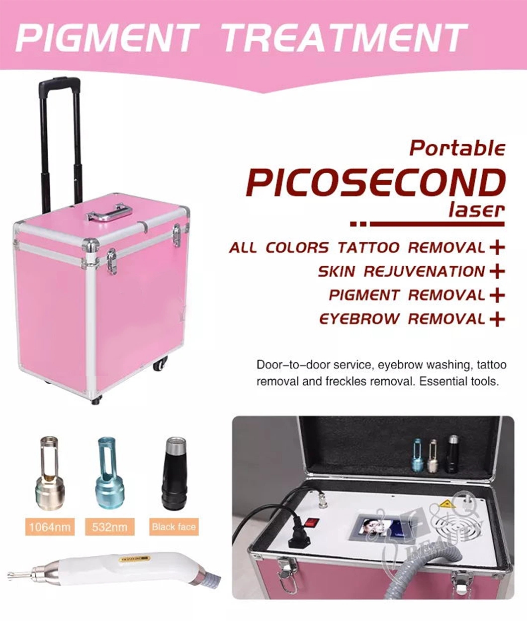 Trolley Box Type Picosecond ND YAG Tattoo Removal Machine for Aesthetic Center Use